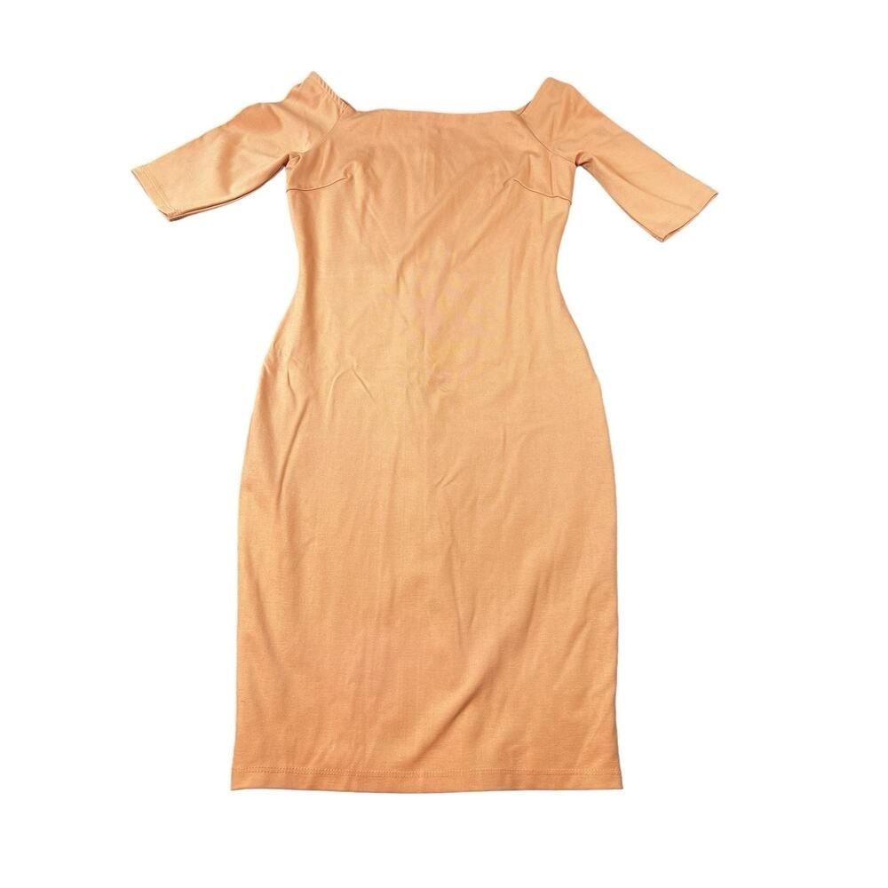 Lulus Off the Shoulder Women's Blush Pink Fitted Stretch Dress Size Large EUC